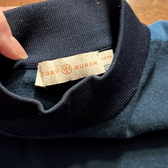 Tori Burch Color Block Short Sleeve Mock Neck 100% Cashmere Sweater - Picture 8 of 16